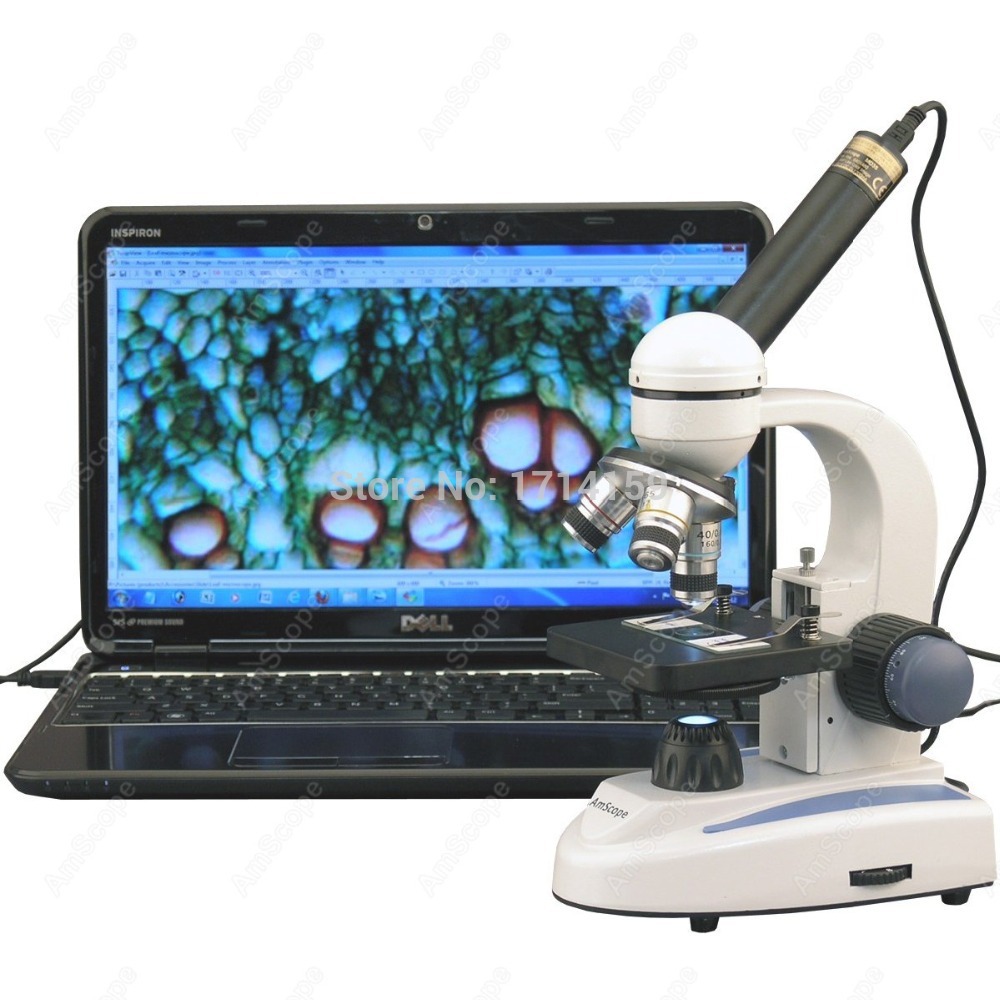 Amscope Microscope Compound 40X-1000X - Microscópio Monocular Rotativo 360 Graus Série