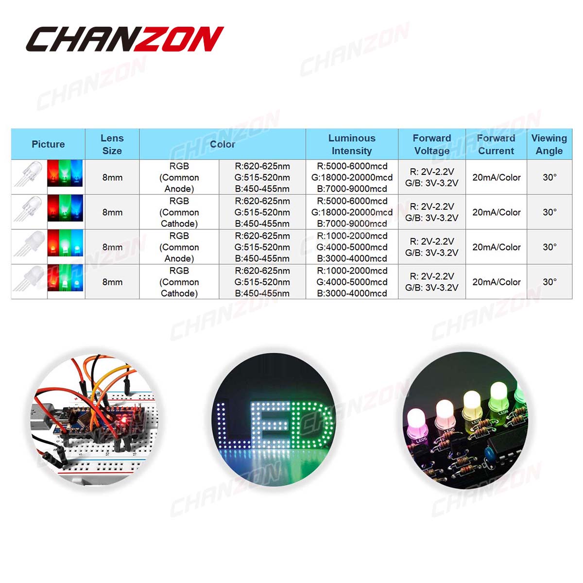 50 peças 8mm rgb led diodo emi - Hobby Is Science avaliação e preço